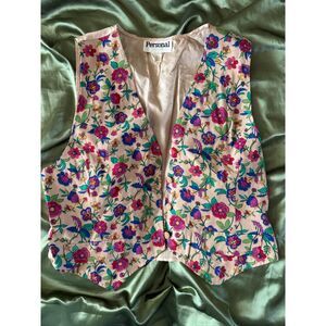 Vintage 90s Personal Brand Floral Button-Front Vest – Cottagecore Waistcoat